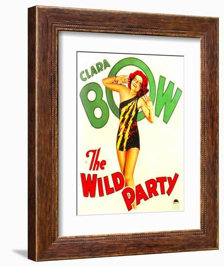 THE WILD PARTY, Clara Bow on window card, 1929.-null-Framed Art Print