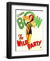 THE WILD PARTY, Clara Bow on window card, 1929.-null-Framed Art Print