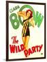 THE WILD PARTY, Clara Bow on window card, 1929.-null-Framed Art Print