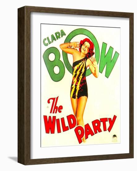 THE WILD PARTY, Clara Bow on window card, 1929.-null-Framed Art Print