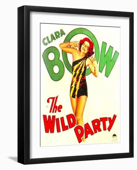 THE WILD PARTY, Clara Bow on window card, 1929.-null-Framed Art Print