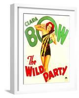 THE WILD PARTY, Clara Bow on window card, 1929.-null-Framed Art Print