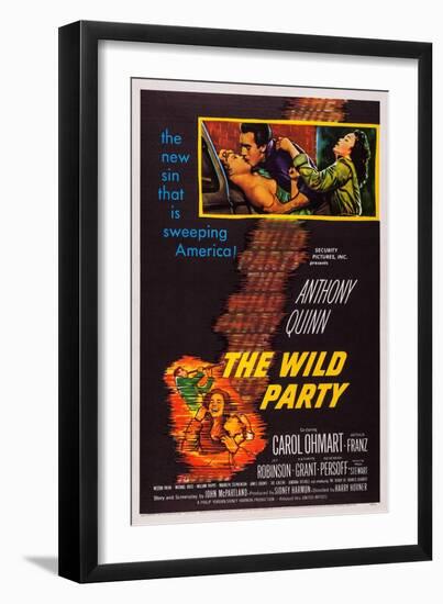 The Wild Party, Top, from Left: Carol Ohmart, Anthony Quinn, Kathryn Grant, 1956-null-Framed Art Print