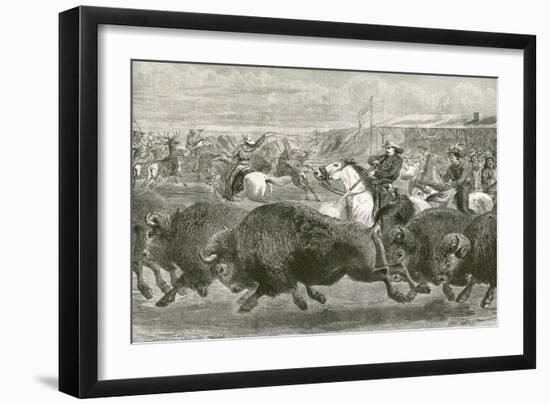 The Wild West at the Great American Exhibition - Hunting Bison and Wapiti Deer-null-Framed Giclee Print