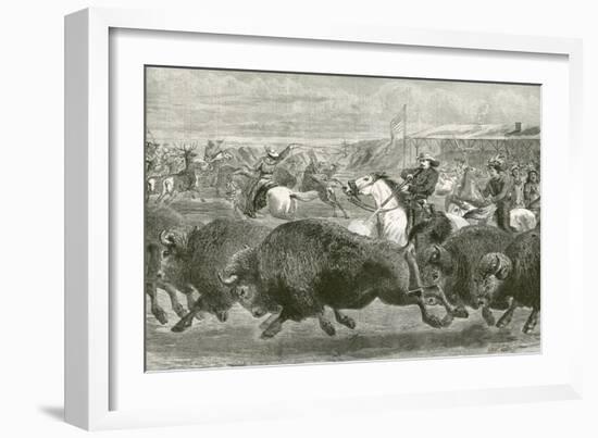 The Wild West at the Great American Exhibition - Hunting Bison and Wapiti Deer-null-Framed Giclee Print