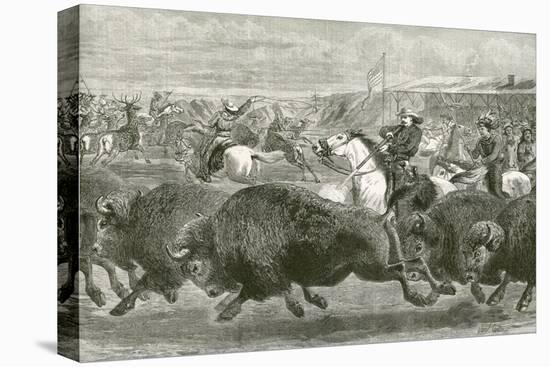 The Wild West at the Great American Exhibition - Hunting Bison and Wapiti Deer-null-Stretched Canvas