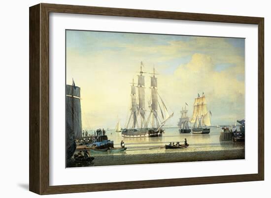 The 'William Lee' at the Mouth of the Humber Dock, Hull, or the Return of the 'William Lee', 1839-John Ward-Framed Giclee Print