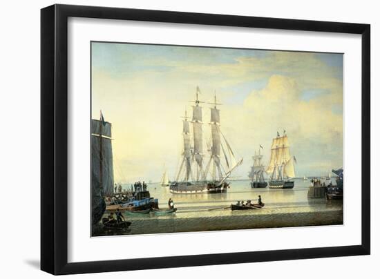 The 'William Lee' at the Mouth of the Humber Dock, Hull, or the Return of the 'William Lee', 1839-John Ward-Framed Giclee Print