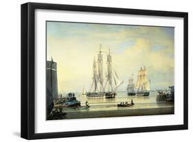 The 'William Lee' at the Mouth of the Humber Dock, Hull, or the Return of the 'William Lee', 1839-John Ward-Framed Giclee Print