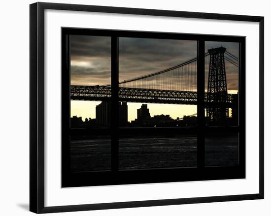 The Williamsburg Bridge at Night - Lower East Side of Manhattan - Brooklyn, New York, USA-Philippe Hugonnard-Framed Photographic Print