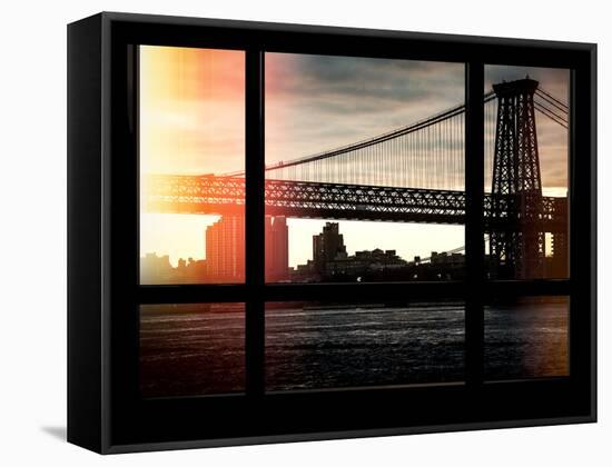 The Williamsburg Bridge at Nightfall - Lower East Side of Manhattan - Brooklyn, New York, USA-Philippe Hugonnard-Framed Stretched Canvas