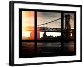 The Williamsburg Bridge at Nightfall - Lower East Side of Manhattan - Brooklyn, New York, USA-Philippe Hugonnard-Framed Photographic Print