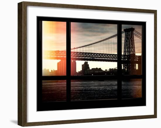 The Williamsburg Bridge at Nightfall - Lower East Side of Manhattan - Brooklyn, New York, USA-Philippe Hugonnard-Framed Photographic Print