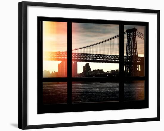 The Williamsburg Bridge at Nightfall - Lower East Side of Manhattan - Brooklyn, New York, USA-Philippe Hugonnard-Framed Photographic Print