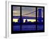 The Williamsburg Bridge at Nightfall - Lower East Side of Manhattan - Brooklyn, New York, USA-Philippe Hugonnard-Framed Photographic Print