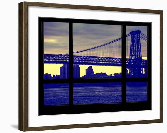 The Williamsburg Bridge at Nightfall - Lower East Side of Manhattan - Brooklyn, New York, USA-Philippe Hugonnard-Framed Photographic Print