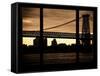The Williamsburg Bridge at Nightfall - Lower East Side of Manhattan - Brooklyn, New York, USA-Philippe Hugonnard-Framed Stretched Canvas