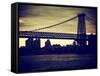 The Williamsburg Bridge at Nightfall - Lower East Side of Manhattan - New York City-Philippe Hugonnard-Framed Stretched Canvas