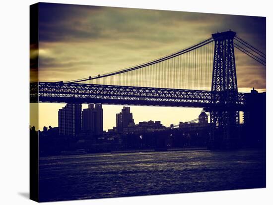 The Williamsburg Bridge at Nightfall - Lower East Side of Manhattan - New York City-Philippe Hugonnard-Stretched Canvas