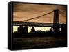 The Williamsburg Bridge at Nightfall - Lower East Side of Manhattan - New York City-Philippe Hugonnard-Framed Stretched Canvas