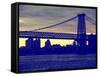 The Williamsburg Bridge at Nightfall - Lower East Side of Manhattan - New York City-Philippe Hugonnard-Framed Stretched Canvas