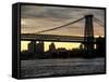 The Williamsburg Bridge at Nightfall - Lower East Side of Manhattan - New York City-Philippe Hugonnard-Framed Stretched Canvas