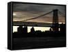 The Williamsburg Bridge at Nightfall - Lower East Side of Manhattan - New York-Philippe Hugonnard-Framed Stretched Canvas