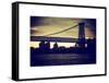 The Williamsburg Bridge at Nightfall - Lower East Side of Manhattan - New York-Philippe Hugonnard-Framed Stretched Canvas