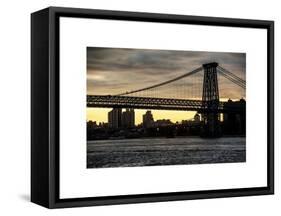 The Williamsburg Bridge at Nightfall - Lower East Side of Manhattan - New York-Philippe Hugonnard-Framed Stretched Canvas