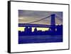 The Williamsburg Bridge at Nightfall - Lower East Side of Manhattan - New York-Philippe Hugonnard-Framed Stretched Canvas