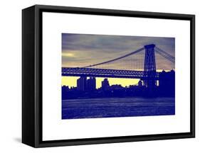 The Williamsburg Bridge at Nightfall - Lower East Side of Manhattan - New York-Philippe Hugonnard-Framed Stretched Canvas