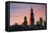 The Willis Tower at Dusk, Chicago.-Jon Hicks-Framed Stretched Canvas