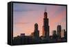 The Willis Tower at Dusk, Chicago.-Jon Hicks-Framed Stretched Canvas