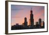 The Willis Tower at Dusk, Chicago.-Jon Hicks-Framed Photographic Print