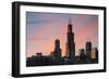 The Willis Tower at Dusk, Chicago.-Jon Hicks-Framed Photographic Print