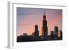 The Willis Tower at Dusk, Chicago.-Jon Hicks-Framed Photographic Print