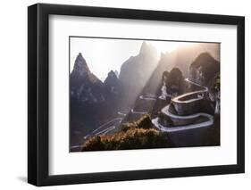 The Winding Road of Tianmen Mountain National Park, Hunan Province, China-kikujungboy-Framed Photographic Print