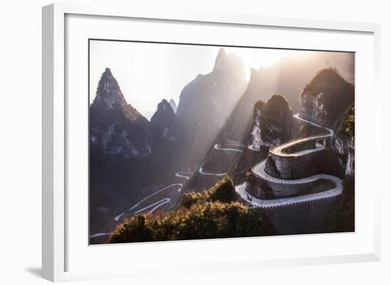 The Winding Road of Tianmen Mountain National Park, Hunan Province, China-kikujungboy-Framed Photographic Print