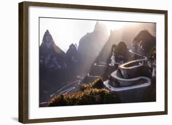 The Winding Road of Tianmen Mountain National Park, Hunan Province, China-kikujungboy-Framed Photographic Print