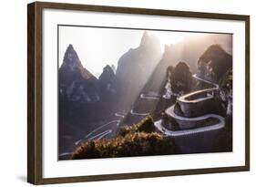 The Winding Road of Tianmen Mountain National Park, Hunan Province, China-kikujungboy-Framed Photographic Print