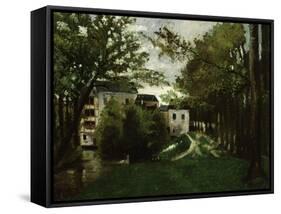 The Windmill at the La Roche Guyon. Moulin a La Roche Guyon-Eugène Boudin-Framed Stretched Canvas