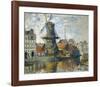 The Windmill on the Onbekende Gracht, Amsterdam, 1874-Claude Monet-Framed Premium Giclee Print