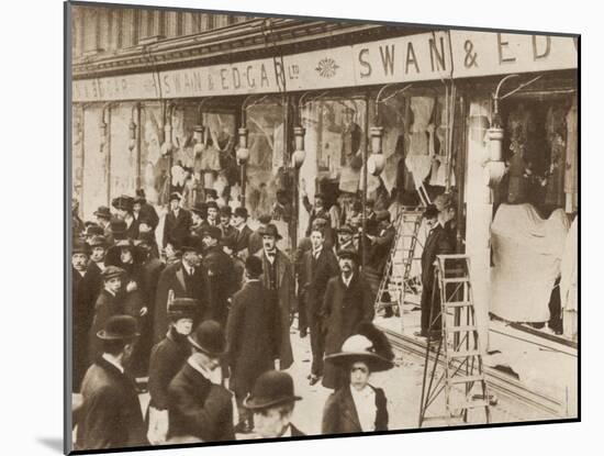 The Windows of Swan and Edgar Ltd Smashed by Suffragettes-null-Mounted Photographic Print