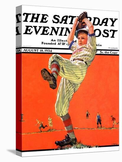 "The Windup," Saturday Evening Post Cover, August 18, 1934-Eugene Iverd-Stretched Canvas