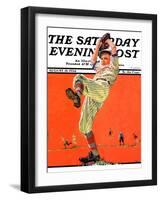 "The Windup," Saturday Evening Post Cover, August 18, 1934-Eugene Iverd-Framed Giclee Print