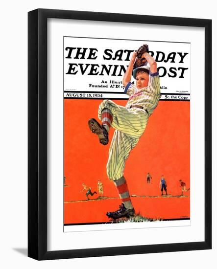 "The Windup," Saturday Evening Post Cover, August 18, 1934-Eugene Iverd-Framed Giclee Print