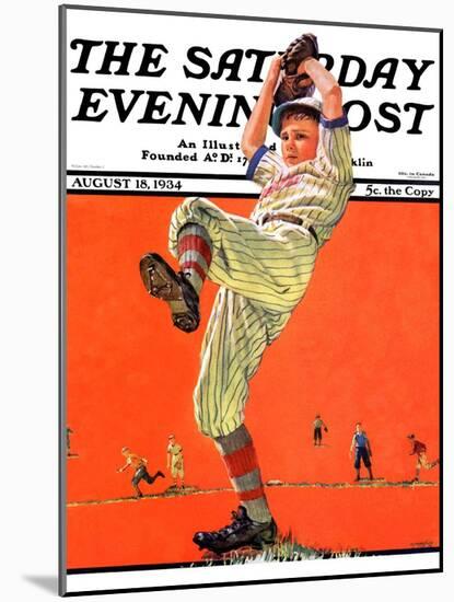 "The Windup," Saturday Evening Post Cover, August 18, 1934-Eugene Iverd-Mounted Giclee Print