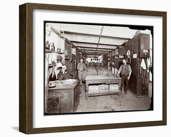 The Wine Cellar of the Hotel Manhattan, 1902-Byron Company-Framed Giclee Print