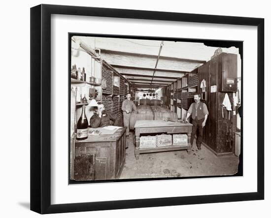 The Wine Cellar of the Hotel Manhattan, 1902-Byron Company-Framed Giclee Print