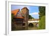 The Wine Store and Hangman's Bridge on the Pegnitz River, Nuremberg, Bavaria, Germany, Europe-Neil Farrin-Framed Photographic Print